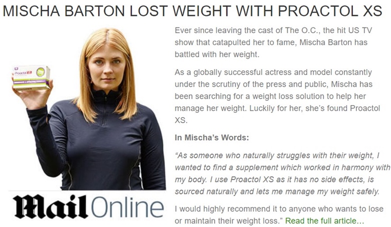 mischa barton loses weight with proactol australia